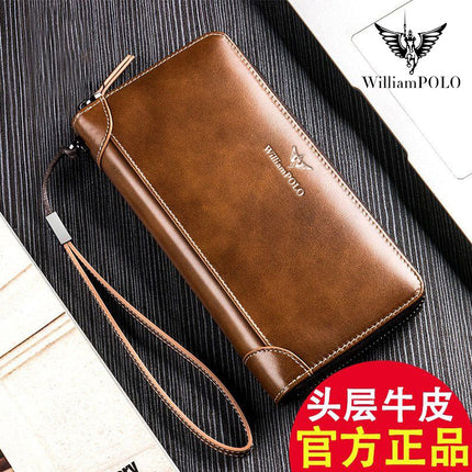 King Paul Men's Long Wallet Leather Wallet Youth Simple Business Casual Large Capacity Clutch Wholesale