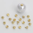 Copper pattern nail cap 3x 4mm electroplated 14K gold 10/bag
