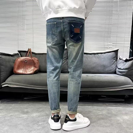 Autumn New High-End Trendy Stretch Skinny Jeans for Men, Fashionable Versatile Comfortable Straight Casual Long Pants
