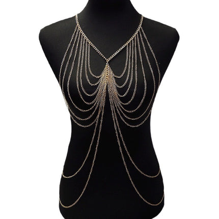 European and American Cross-Border Jewelry Body Chain, Exaggerated Multi-Layered Large Necklace, Hot-Selling Tassel Shawl, Sexy Nightclub Body Chain