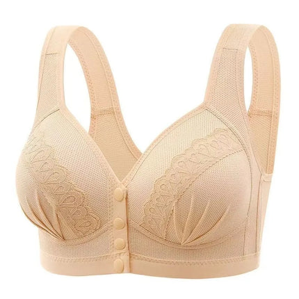 Breathable Cross-border Front Snap No Steel Ring Fixed Cup Bra Beautiful Back Traceless Top-up Thin Mom Vest-style Underwear