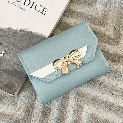Foreign Trade Wholesale Women's Color-Blocked Bowknot Multi-Card Slot Coin Purse 2025 Korean Style Summer and Autumn New Mini Wallet