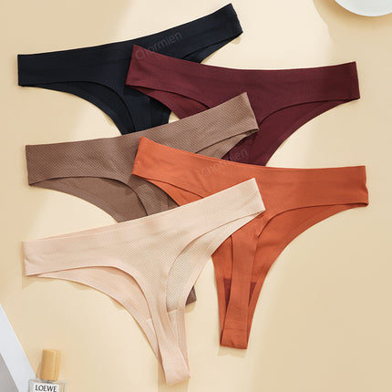 Sports Yoga Female Sexy Style Ice Silk Underwear Women's Low-Waist Seamless Underwear Cross-Border European and American Large Size T-Shaped T-Pants
