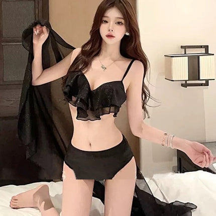 Swimwear Women's 2025 New Explosions South Korea Sexy Strap Bikini Steel Bracing Small Chest Push-up Slim Vacation