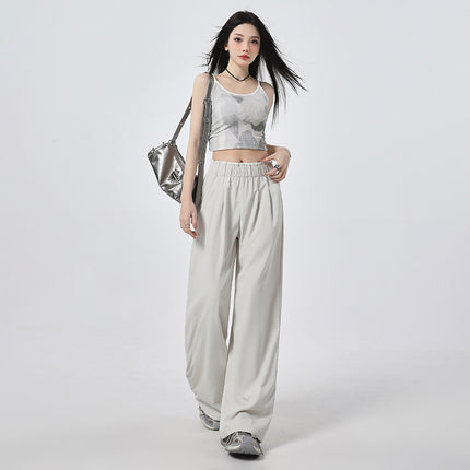 High-grade Tencel Casual Pants Women's Spring and Summer Thin Mori Lace Pants with Loosening Waist and Straight Straight Pants