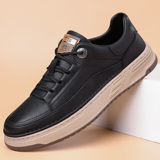 High-grade Sneakers Men's Shoes 2024 Spring Genuine Leather New All-match Breathable Casual Leather Shoes Men's Casual Shoes Sneakers