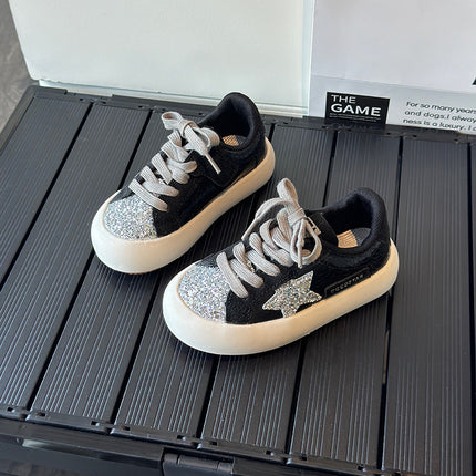 Girls' Board Shoes Sequin Star Low-top Board Shoes 2024 Spring and Autumn New Casual Boys' Lightweight Breathable sneaker Trendy