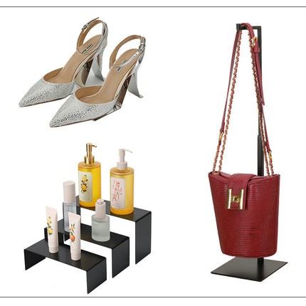Simple Stainless Steel Hanging Bag Display Rack Counter Bag Display Hanger Leather Store Floor High and Low Support Bag Rack