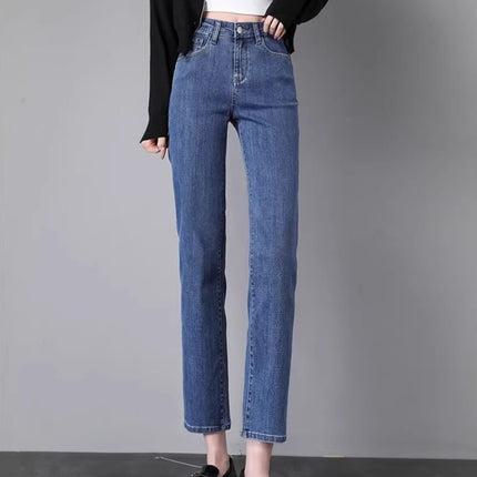 Straight-Leg Jeans Women's Summer Thin New High Waist Slim-Fit Slim-Fit Narrow Version Cropped Small Men's Washed Smoke Tube Pants
