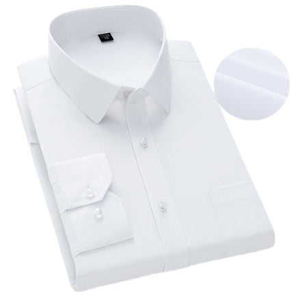 Shirt men's business solid color men's and women's long sleeve professional dress a generation of embroidered LOGO men's white shirt