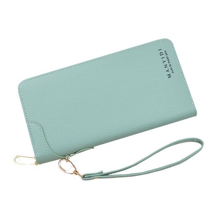 Wallet Women's Long Zipper Wallet Women's Simple Wallet Large Capacity Clutch Litchi Pattern Soft Wallet Mobile Phone Bag