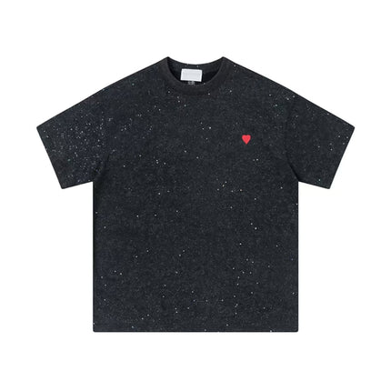Cross-Border Am* Short-Sleeved Pure Cotton Embroidered Round Neck T-Shirt Summer Casual Loose Couple Wear Star Same Style Drop Shipping