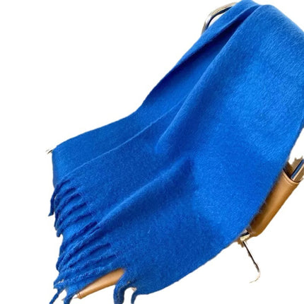 Women's mohair scarf winter Klein blue tassel large shawl soft waxy thick warm scarf solid color scarf men