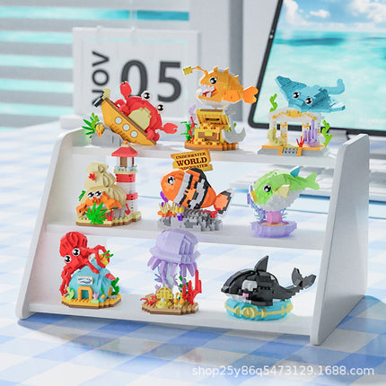 Children's Day Gift Compatible Lego Marine Animals Shark Clownfish Cartoon Doll Assembled Building Blocks Toy