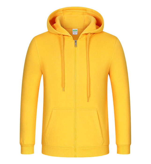 Autumn and Winter Fleece-Lined Zip-Up Hoodie Sweatshirt Unisex Workwear Long-Sleeve Jacket Casual Versatile with Logo Design