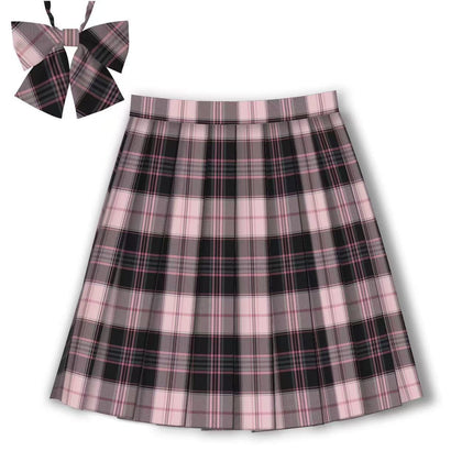 Original JK uniform [pink fog sea] autumn and winter black pink plaid skirt sweet cool hot girl student Japanese college style skirt