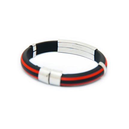 Cross-border stainless steel silicone bracelet sports arc bracelet black red European and American couples bracelet manufacturers wholesale