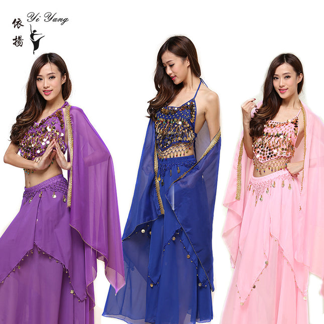 New Indian Dance Costume National Wind Xinjiang dance belly dance performance costume adult hanging coin skirt suit