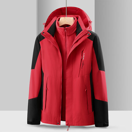 Special Price School Group Clothing Disassembly Outdoor Jacket Autumn and Winter Waterproof Couple Three-In-One Hooded Sports Mountaineering Clothing