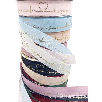 2.5cm Gold-Stamped Popular Style Direct from Manufacturer, Flower Packaging Handmade DIY Ribbon, Baking Packaging Ribbon Wholesale