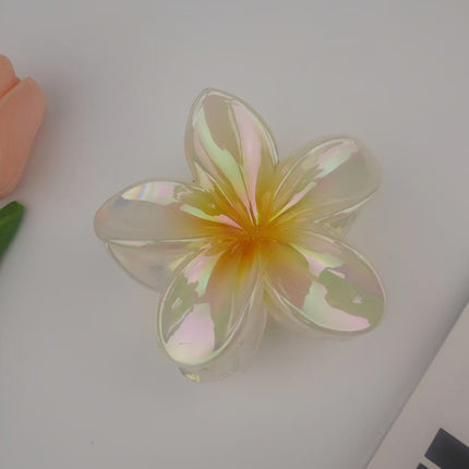 European and American Cross-Border Frosted Gradient Plumeria Hair Clip Elegant Women's Shark Clip Large Beach Hair Accessory Wholesale