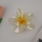 8cm electroplated white yellow dot plumeria gripper