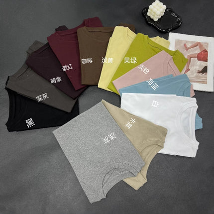 2025 summer new casual round neck solid color pullover short sleeve T-shirt women's top 5235