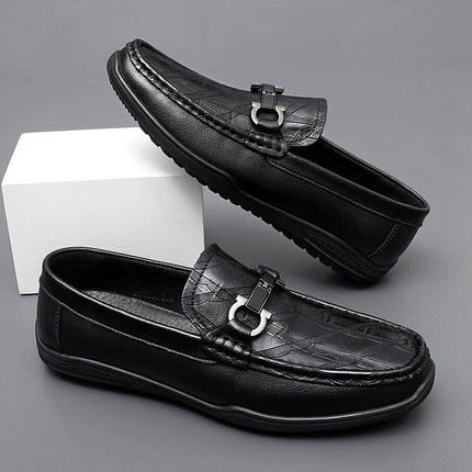 Men's Shoes Autumn New Beanie Shoes Men's British Style Slip-On Business Loafers Fashionable Soft-Soled Casual Leather Shoes