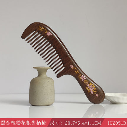 Sandalwood Comb for Meridian Scalp Massage, Anti-Static Hair Comb for Women, Medium-Tooth Volumizing Comb, Meridian Comb Gift Box
