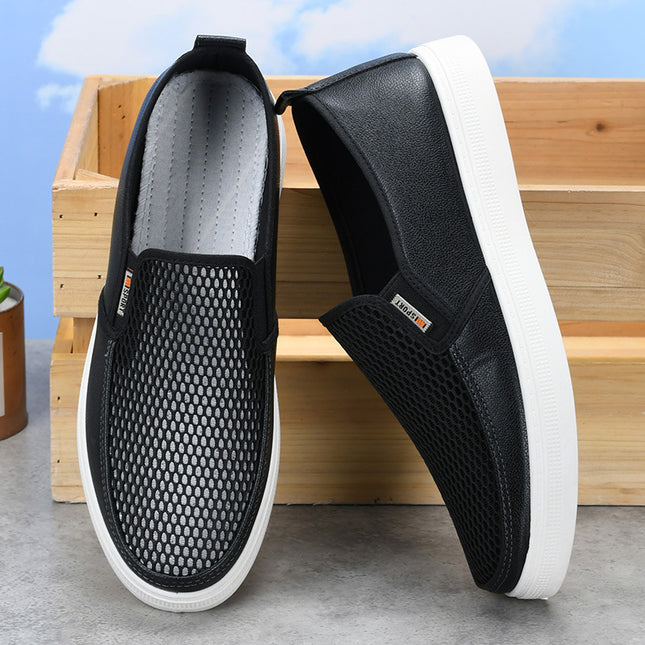 Men's Shoes Summer Breathable Slip-On Cloth Shoes Driving 2025 New Lightweight Mesh Walking Sports Mesh Shoes
