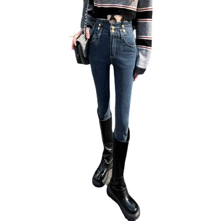Women's high waist jeans Summer 2024 New Slim Fit Skinny Black gray pencil pencil pants for women