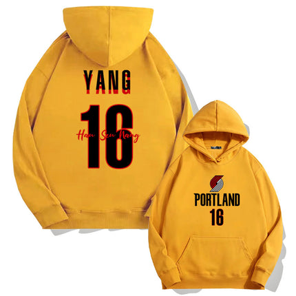 Trailblazer Yang Hanssen No. 16 Fan Hooded Pullover Sweatshirt for Young Men, Autumn Men's Long-Sleeve Jacket Top