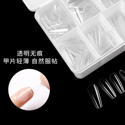 Cross-border nail transparent glossy nail patch fake finger ultra-thin seamless nail patch 550 pieces/boxed porcelain white box nail patch