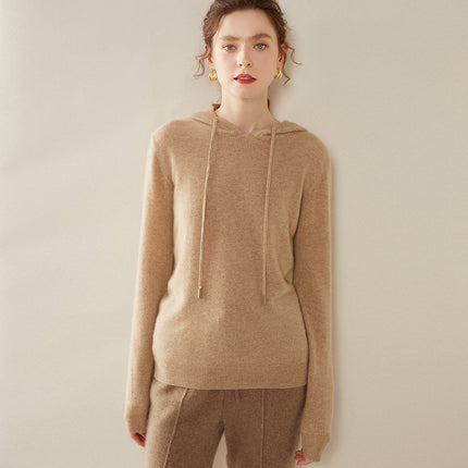 Autumn and Winter Cashmere Hoodie Women's Loose Thin Hooded Knitwear Knitwear Bottoming Outer Wear Sweatshirt Work Clothing Cross-Border