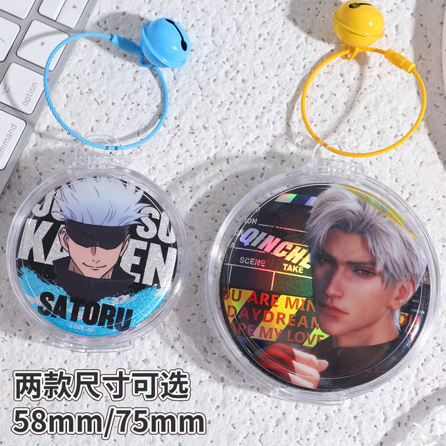 Round Badge Holder Box 58mm 75mm Badge Case Transparent Acrylic Portable Storage Box