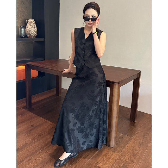 Fangfara Thirteen Lines Wholesale 2025 Summer New Products New Chinese Style National Style Jacquard Retro Skirt Two-Piece Suit
