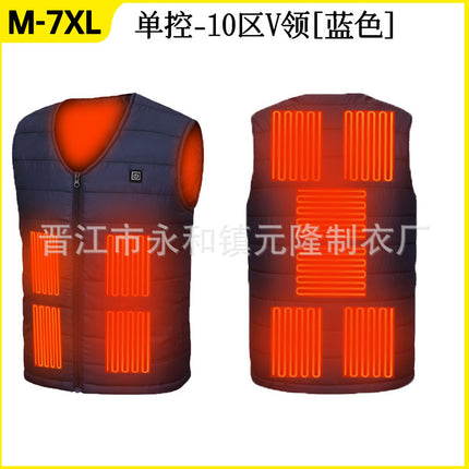 Explosive wholesale multi-zone heating clothing heating vest for men and women warm winter intelligent constant temperature safety electric heating clothing vest