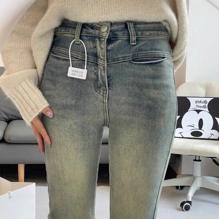 Cross-border Light Color Flared Jeans Women's Spring and Summer New High Waist Elastic Horseshoe Slim-fit Slimming Pants Mop Pants