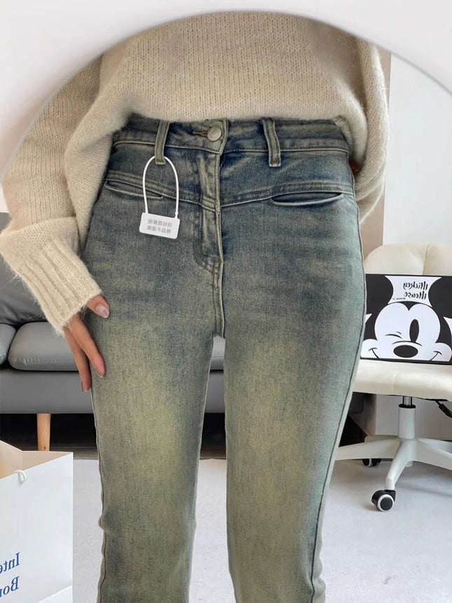 Cross-border Light Color Flared Jeans Women's Spring and Summer New High Waist Elastic Horseshoe Slim-fit Slimming Pants Mop Pants