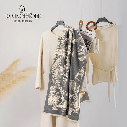 The Da Vinci Code Fashion Secret Garden Double-Sided Scarf Office Nap Ladies Warm Shawl Imitation Cashmere