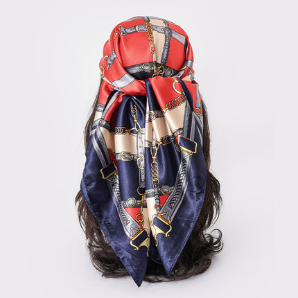 Spring and Autumn New Large Square Scarf Large Silk Scarf Decorative South Korea All-match Women's Scarf Headscarf Scarf Chic Style Hair Belt Art