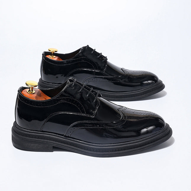 Men's Business Leather Shoes Cross-Border Foreign Trade New Brogue Carved Leather Shoes Fashionable Gentleman Trendy Groom Wedding Shoes