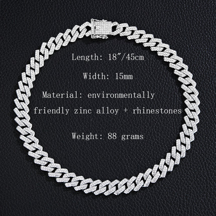 Unique Designer Cuban Link Chain, European and American Style, Rhombus-Shaped, Thick, Available in Various Specifications, Heavy-Duty Chain Wholesale, Personalized Hip-Hop Necklace