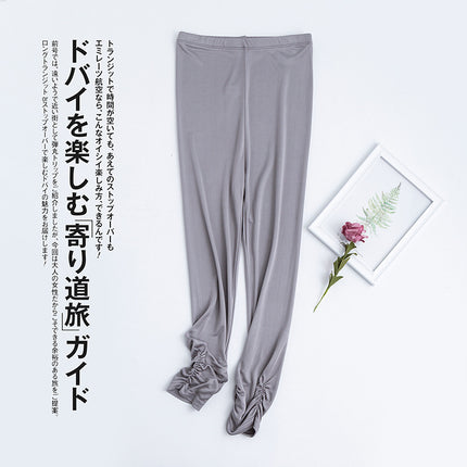 Guolian Silk Nine-Point Leggings for Women, Multi-Color Mulberry Silk Knitted Leggings, Slimming Look Elastic Pants