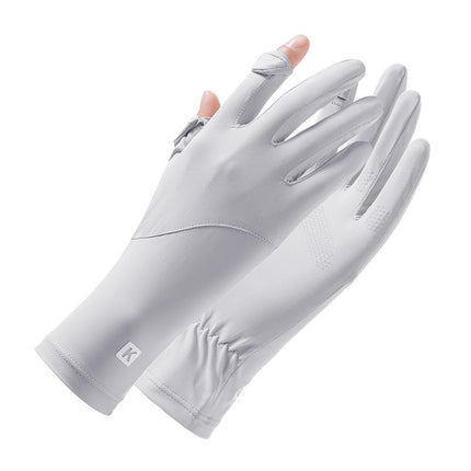Summer Ice Silk Sun Protection Gloves Women's Long Edition Outdoor Driving and Riding Non-slip Breathable Thin Gloves Exposure Finger Touch Screen