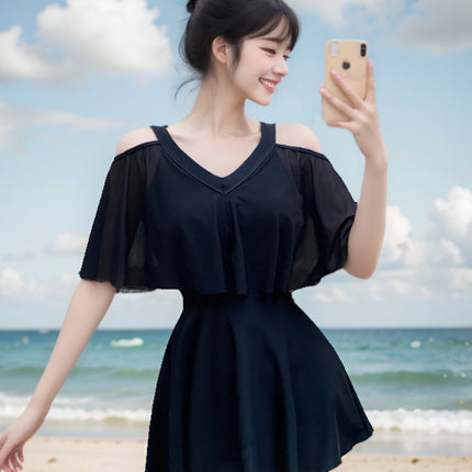 2025 New Popular One-Piece Swimsuit for Women, High-End, Conservative Skirt Style, Belly-Covering, Slimming Look, Fashionable and Super Fairy Hot Spring Bathing