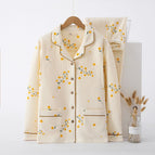 Lapel-air cotton-yellow flower-off-white / M