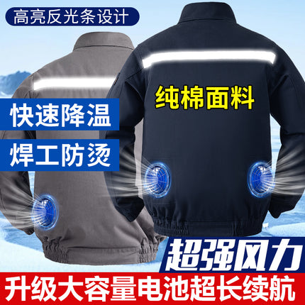 Summer Clothing with Fan for Welders, Air-Conditioned Clothing, Pure Cotton Thick Cooling Clothing, Outdoor Workwear