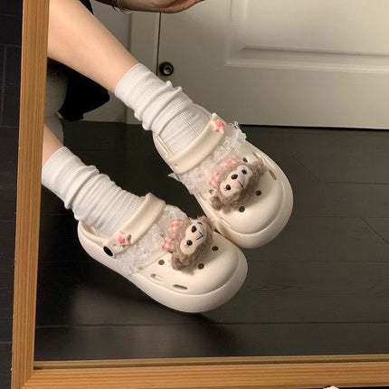 Breathable Non-Slip Clogs for Women, Summer Outdoor Wear, 2026 New Cartoon Shirley Rose Cute Beach Thick-Soled Closed-Toe Slippers