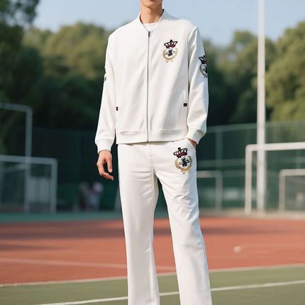 European Men's Casual Sports Suit with Little Bee Embroidery Autumn Sweatshirt Sports Suit